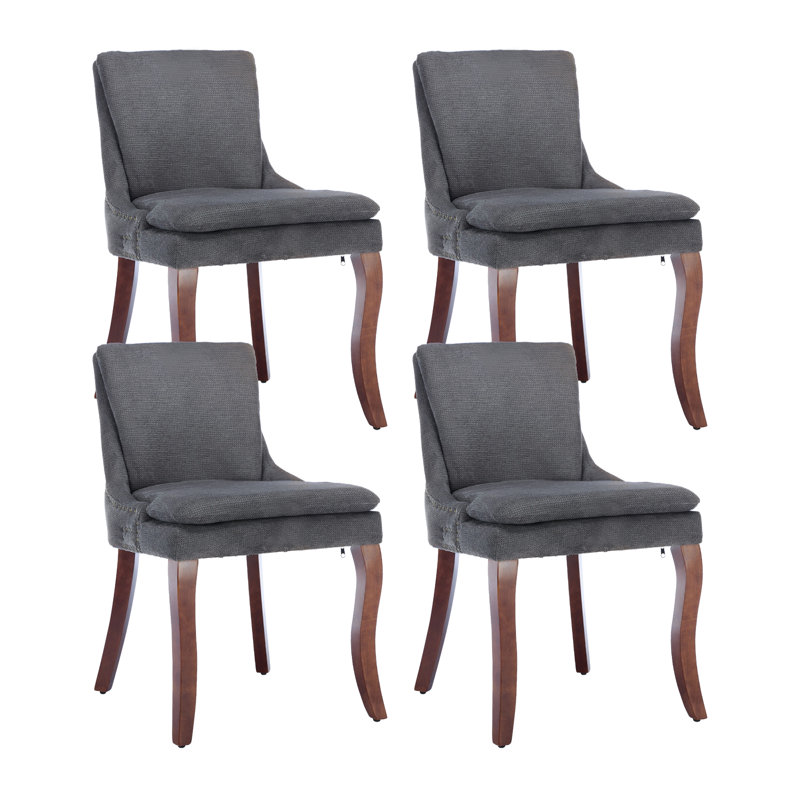Chaises d'appoint rembourrées à double couche en chenille, Gris, 4