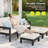  5 Piece HIPS Outdoor Sofa Set with Fade-Resistant & Extra Thick Cushions, Outdoor Sectional with Ottoman for Patio, Yard, Garden-1690122618-1690122615
