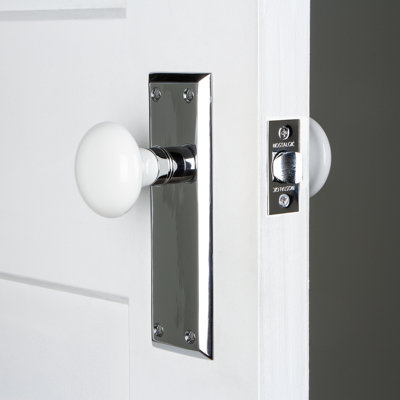 Plaque avec bouton de porte en porcelaine blanche New York