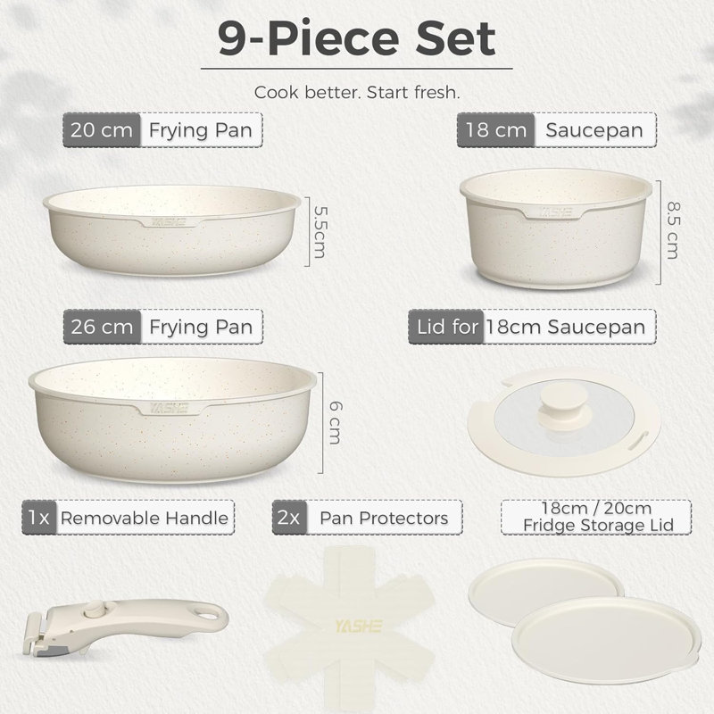 9 - Piece Aluminum Cookware Set, White
