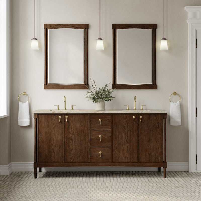 Kinnsden 72" W Double Vanity, Sable Oak, Tajnar Eclos