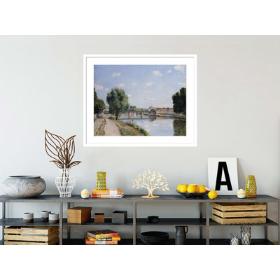 «The Railroad Bridge Pontoise» par Camille Pissarro, impression giclée sur cadre