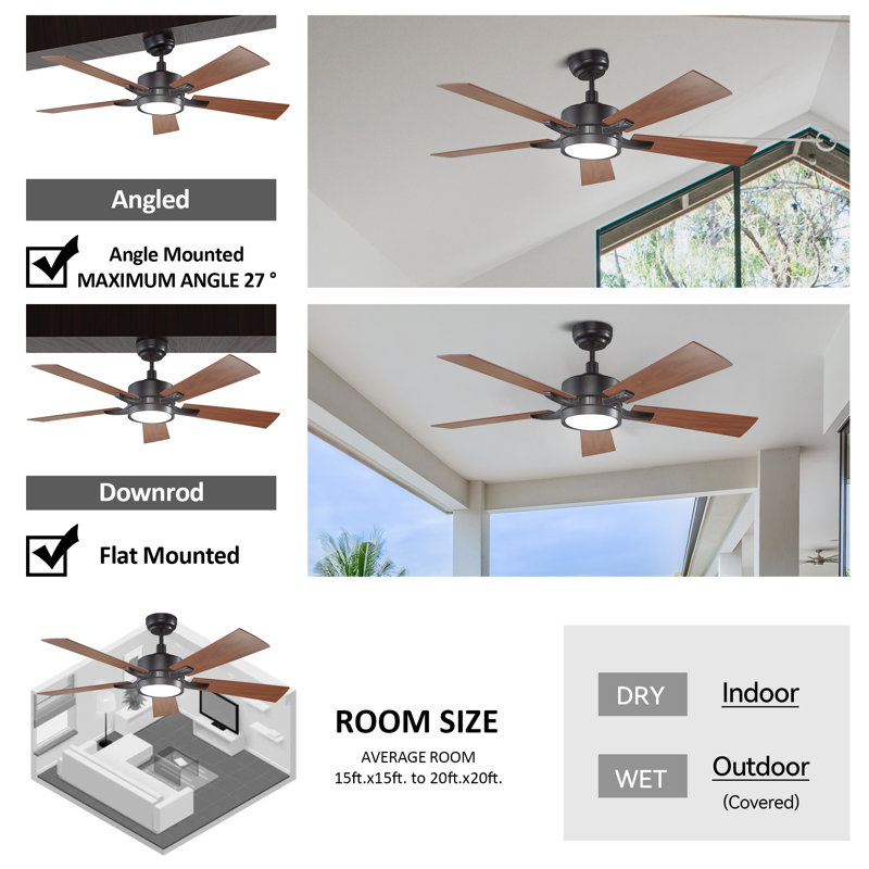 Marshalltown 56'' Smart Ceiling Fan With Wall Control, Light Kit Included,Works With Google Assistant And Amazon Alexa,Siri Shortcut.