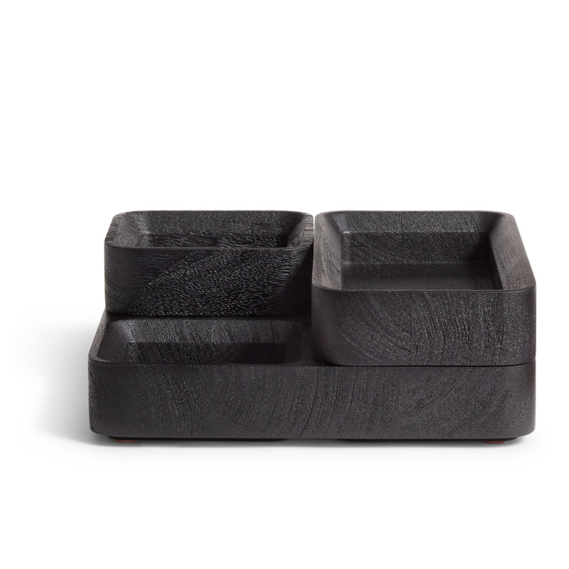 Square One Stacking Tray, Black Stained Acacia