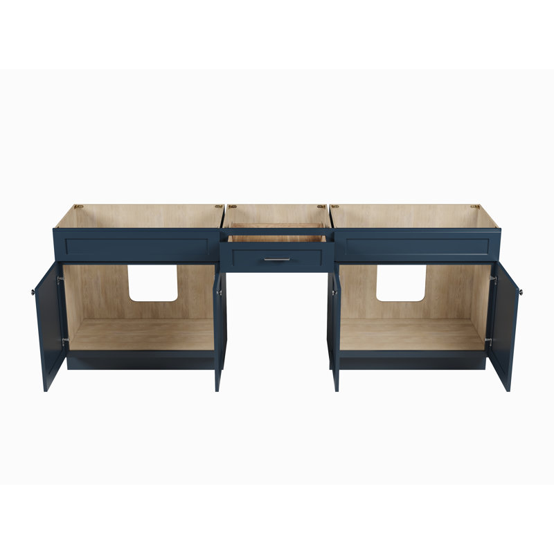 Ensemble de meuble-lavabo double 96 po Disar, Bleu
