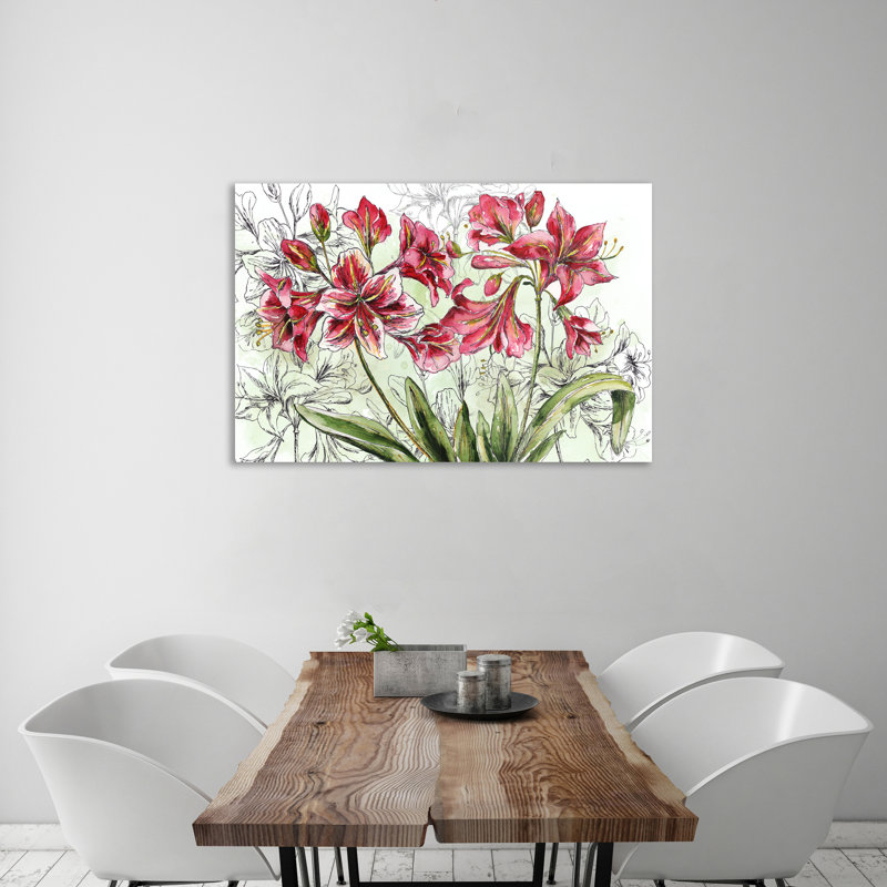 «Christmas Amarillys», toile tendue par The Holiday Aisle®, H 10 po x l 15 po x P 1,5 po