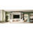4 Entertainment Wall Unit, Walnut Tv Stand For Up To 70" Tvs, White Mid-Century Console With Wine Rack And Bookshelf Adjustable Shelves