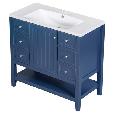 Tammila 36'' Free Standing Single Bathroom Vanity with Ceramic Top -  Winston Porter, 870FB7946499418CAAB1935E6E76EA96