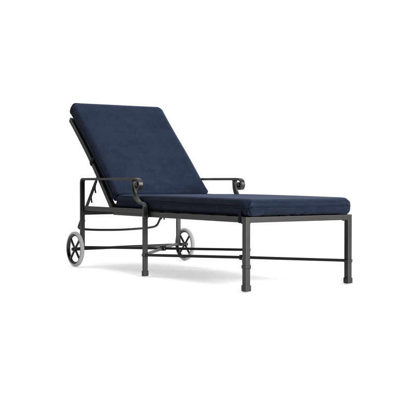 Venetian Outdoor Chaise Lounge, Textured Pewter, Fusion Neptune