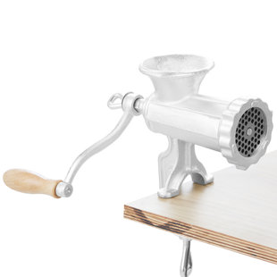 Bene Casa #8 Manual Meat Grinder, Cast Iron, Built-in Clamp w/ Wooden