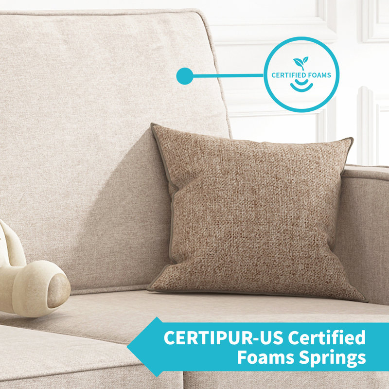 Ebern Designs 78“ Sectional Sofa Couch For Living Room | Convertible Linen Sofa Chaise With Reversible Storage Ottoman | Modern Modular Sofa With 2 Side Pockets | Small Sofa For Small Places