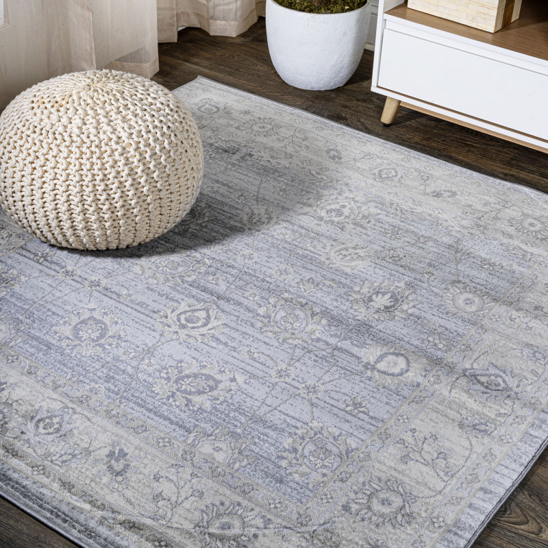 Modern Persian Vintage Moroccan Traditional Light Gray Rug, Square 6'7"