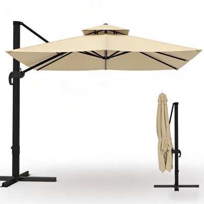 10x10 ft Outdoor Umbrella with 360° Rotation & Adjustable Height for Garden Poolside (Base Not Included)