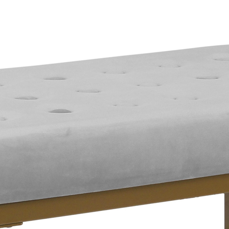 Repose-pieds standard rectangulaire en velours capitonné l 24 po Mikey, Gris