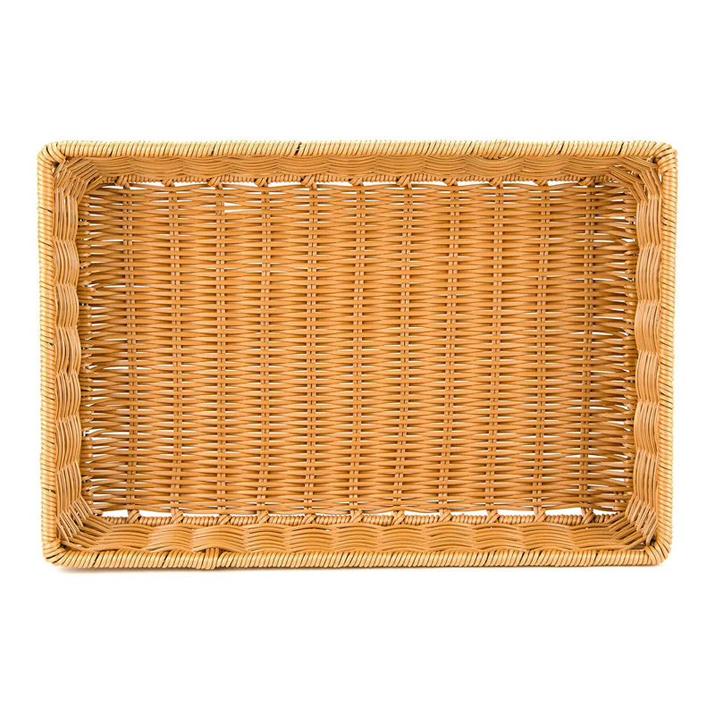Honey Rectangular Plastic Wicker Bread Basket