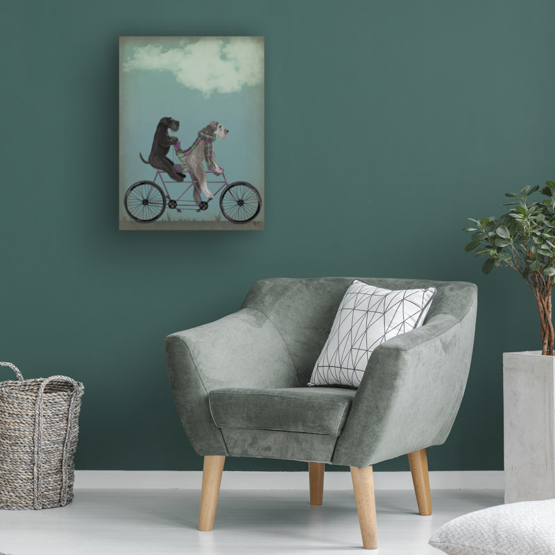 Art mural sur toile tendue - «Schnauzer Tandem» Fab Funky pour décoration de salon, de chambre à coucher ou de bureau - 35 x 47