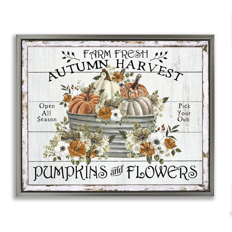 "Farm Fresh Harvest", art mural sur toile par Creatif Belle, H 25 po x l 31 po, Cadre flottant gris lustré
