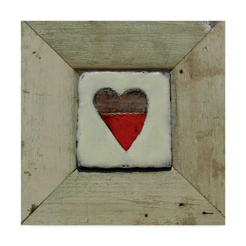 Hearts Desire Antique White Canvas Art with Gray Frame