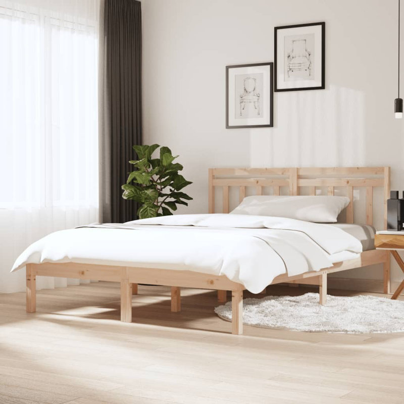 Bed Frame Solid Wood, natural, Double (4'6)
