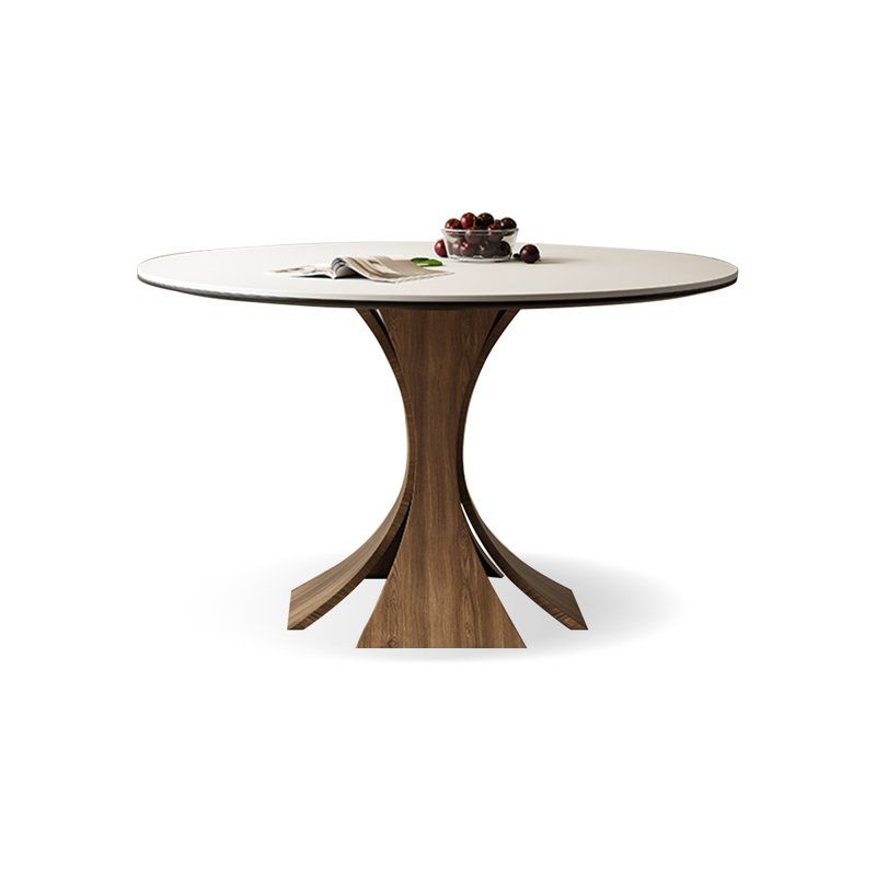 Table de salle à manger blanche, Brun noyer, H 29,53 po x L 39,37 po x l 39,37 po