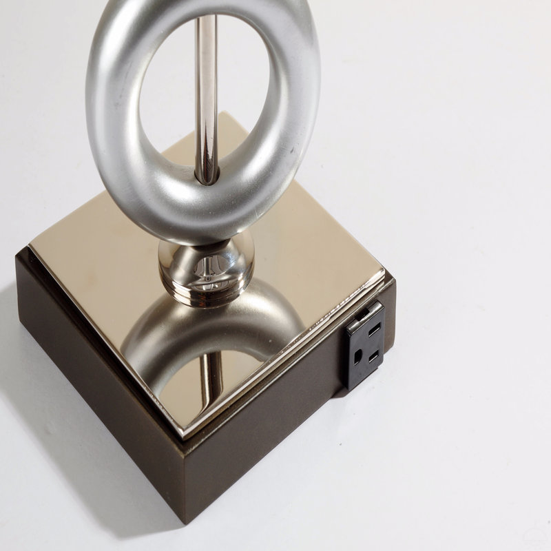 Lampe de table 3 anneaux argentée avec prise
