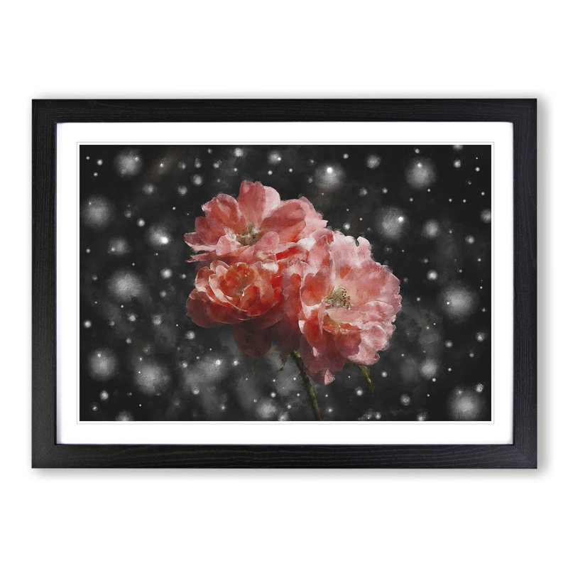 Three Pink Flowers - Picture Frame Graphic Art, Black, 48cm H x 65cm W x 2cm D