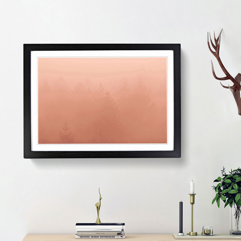 Forest in a Pink Mist - Picture Frame Photograph Print, Black Framed, 27cm H x 36cm W x 2cm D