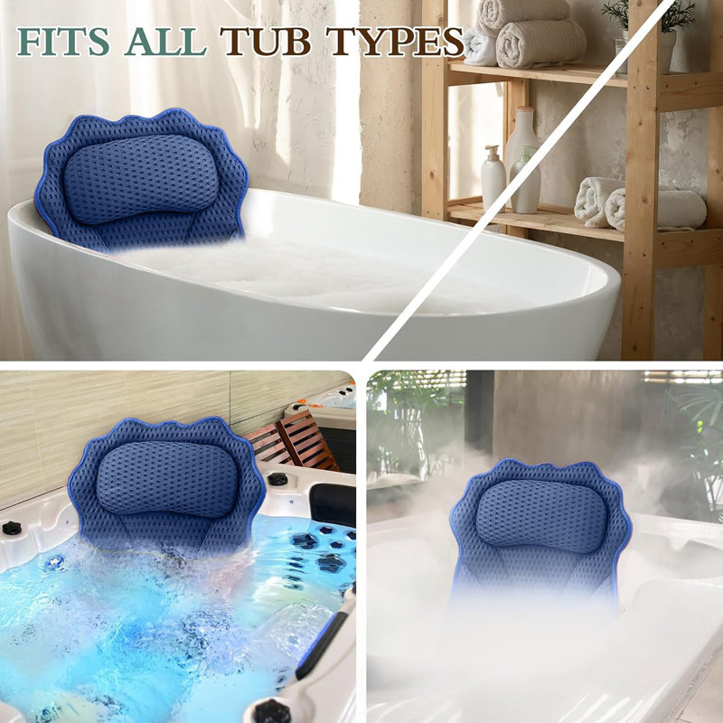 Coussin de baignoire ergonomique de luxe, Bleu foncé