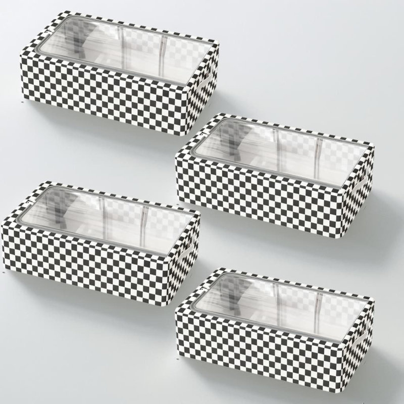 Checkerboard Storage Box · Medium Size 4Pcs Extra Large Plaid Storage Bags With Clear View Lids, Heavy-Duty Foldable Design For Under Bed Clothes Shoe Toy Organizer, Stackable And Moisture Dust Mold Resistant
