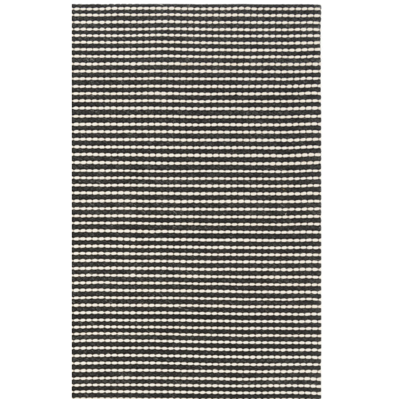 Shemena Handmade Flatweave Ivory/Black Area Rug , Rectangle 6' x 9'