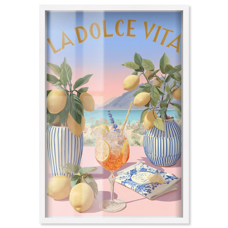 «Aperitivo Sunset Shadowbox Print Summer Art Prints» par Art Remedy, H 25 po x l 17 po, Blanc
