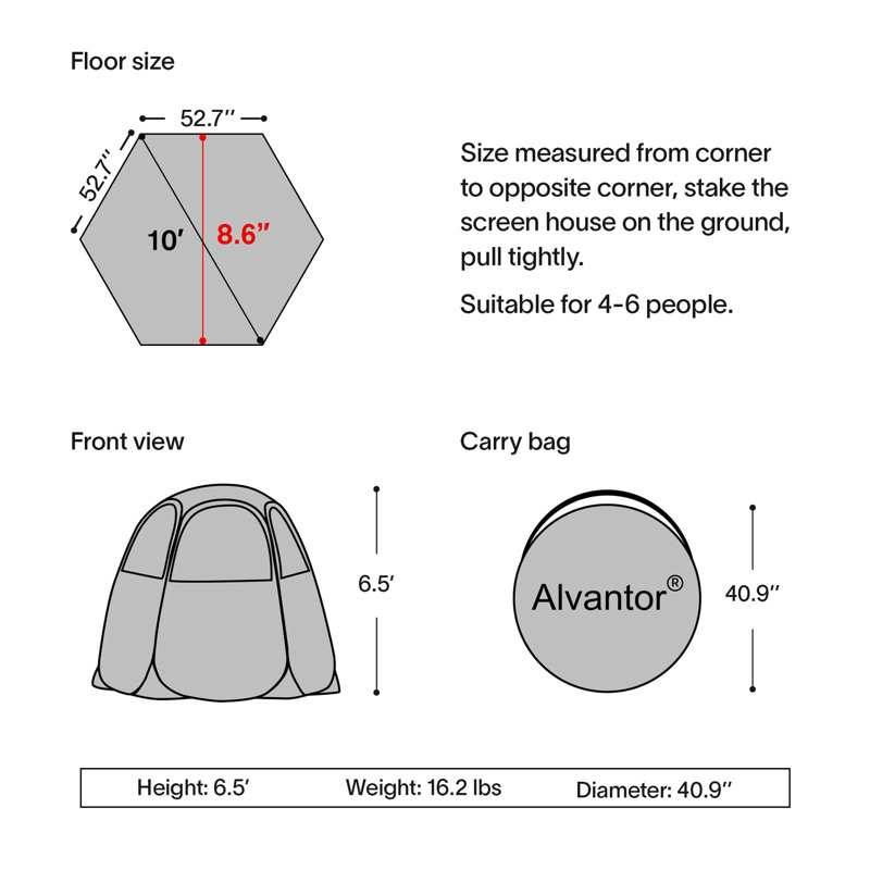 Tent, 84'' H x 120'' W x 120'' D