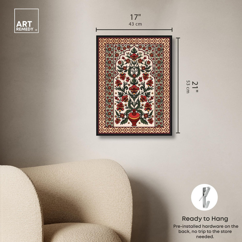 Décoration murale royale sur toile à motif floral royal par Art Remedy, H 21 po x l 17 po, Cadre flottant noir