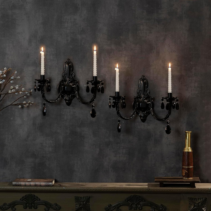 Ensemble de 2 appliques murales en fer noir