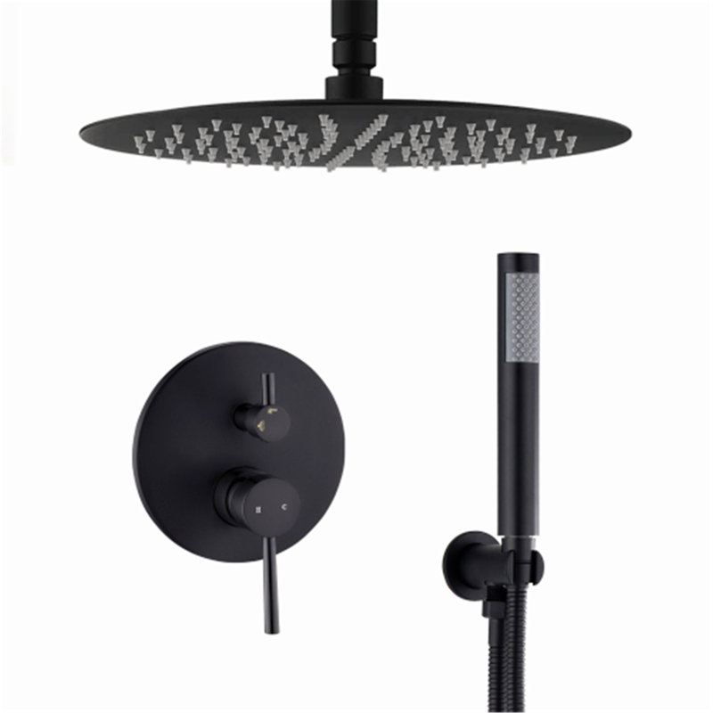 Robinet de douche mural seulement, Noir mat