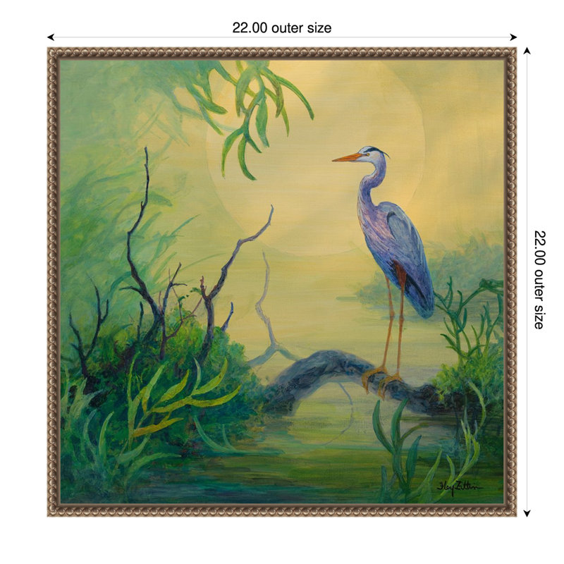 «Summer Heron» par Floy Zittin, reproduction d'art sur toile encadrée, H 22 po x l 22 po