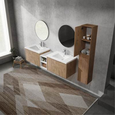 Meuble-lavabo moderne avec armoire latérale et charnières