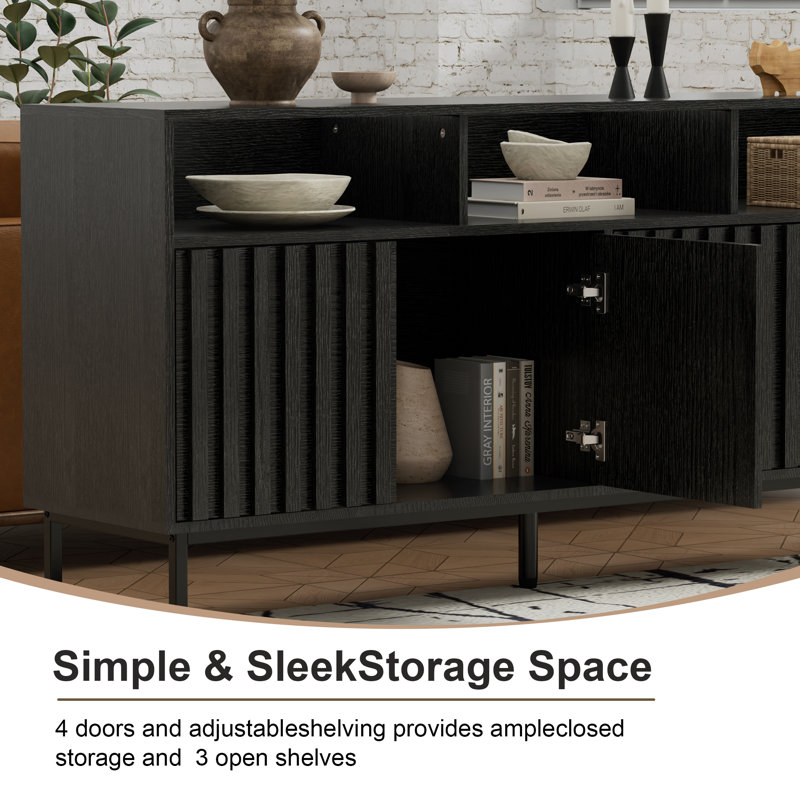 Buffet de 61,4 po de largeur, Noir, noir, noir, noir