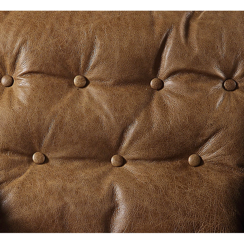 Accent Chair, Top Grain Leather, Coffee Genuine Leather