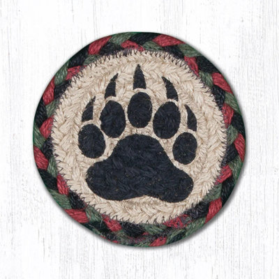  Tapis de boisson en jute tressé rustique avec pattes d'ours 5 po