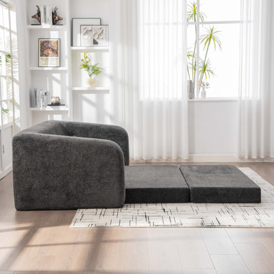 Canapé-lit escamotable pliable 71 po 2-en-1 avec accoudoirs et coussins de dossier, canapé-lit convertible en chenille désossé, avec matelas, lit de repos, canapé-lit, salon, chambre d'amis, dortoir