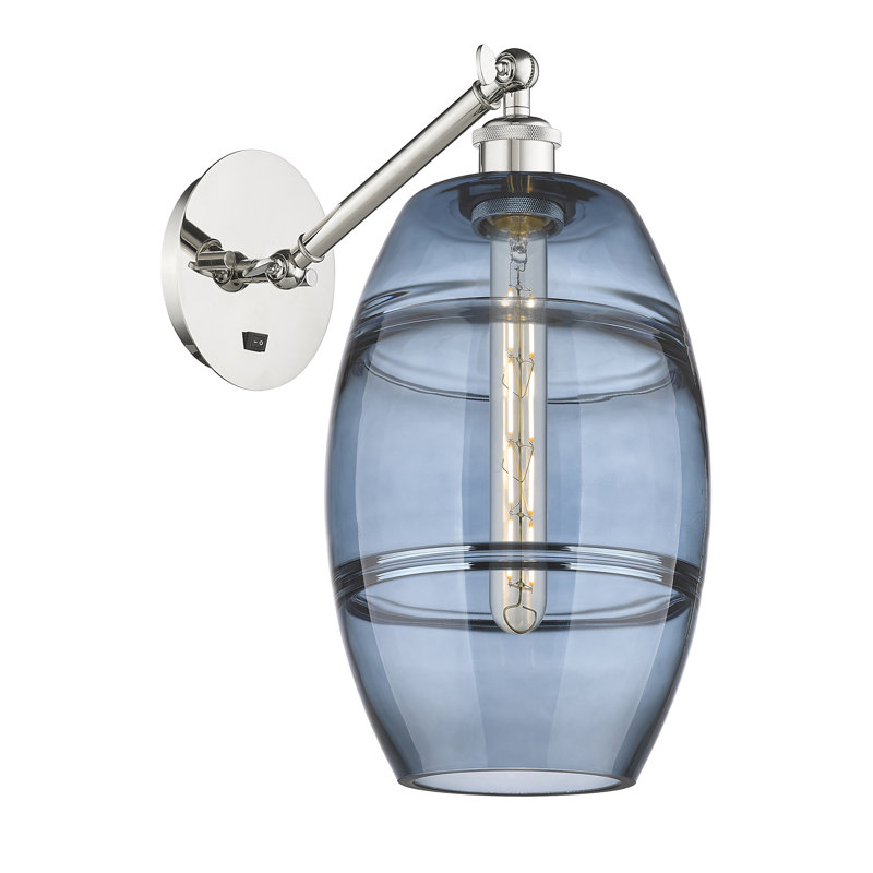 Applique murale en acier Vaz, Bleu princesse, Nickel poli