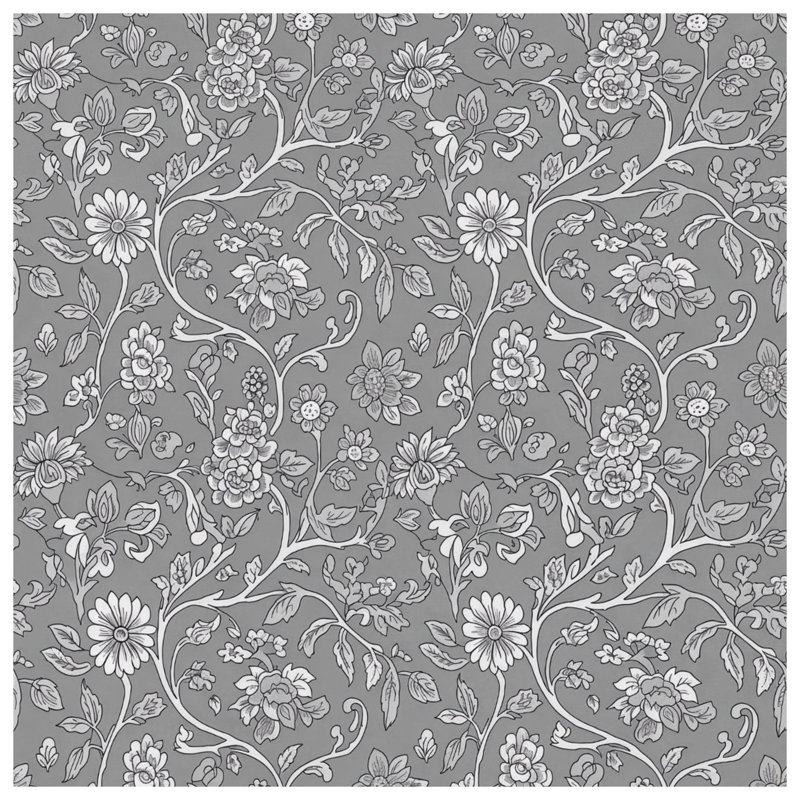 Édredon gris à motif floral, Simple extra long