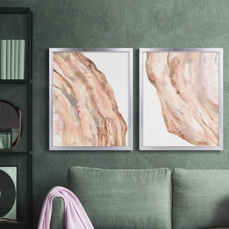 Rose Quartz I - ensemble de 2 reproductions d'art sur toile encadrées
