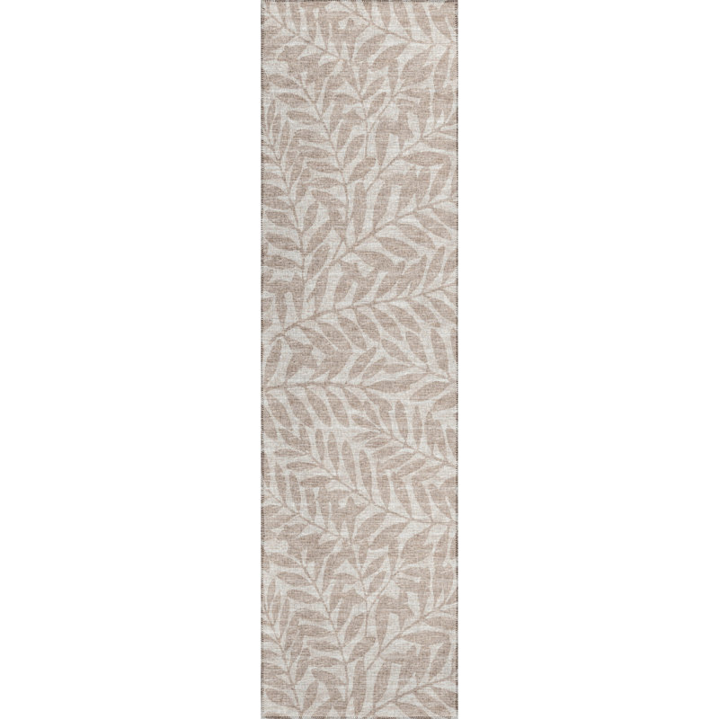 Tapis beige tissé à la machine Emmly, Tapis de couloir 2 pi 3 po x 7 pi 6 po