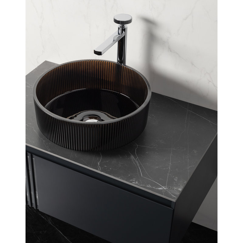 Lavabo de salle de bain en cristal Lia Luxury, Brun