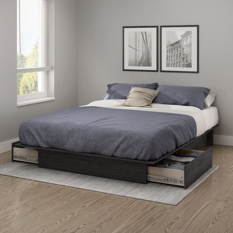 Raeesa Platform Storage Bed, Gray Oak