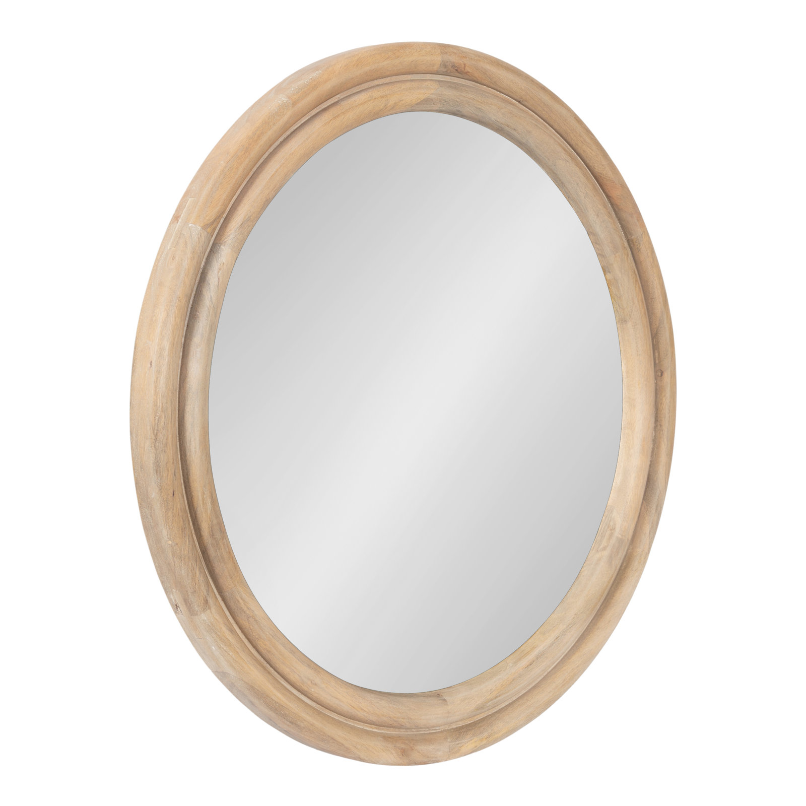 Larina Solid Wood Round Mirror, Natural Wood