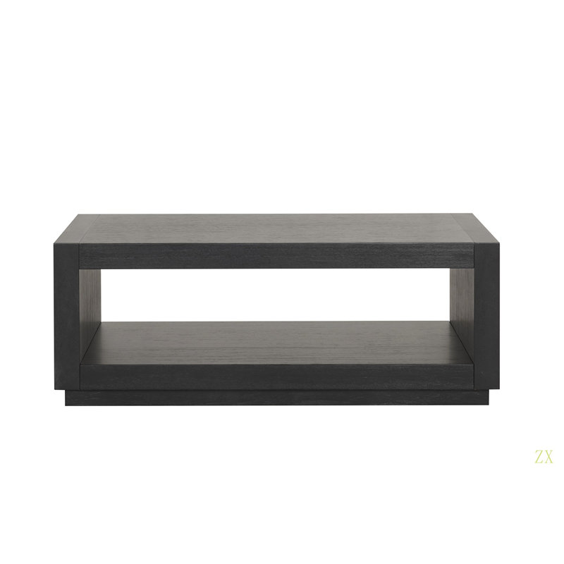 Table basse rectangulaire de style contemporain avec socle et base inférieure ouverte