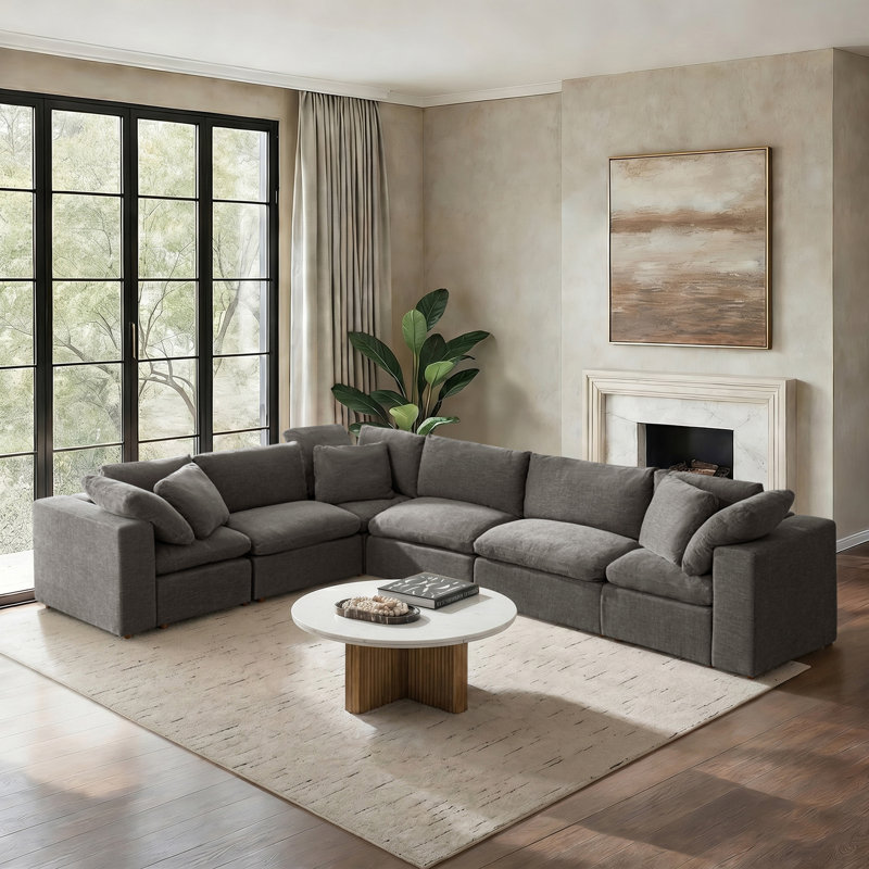 Canapé modulaire surdimensionné en duvet Merritt, Gray Polyester